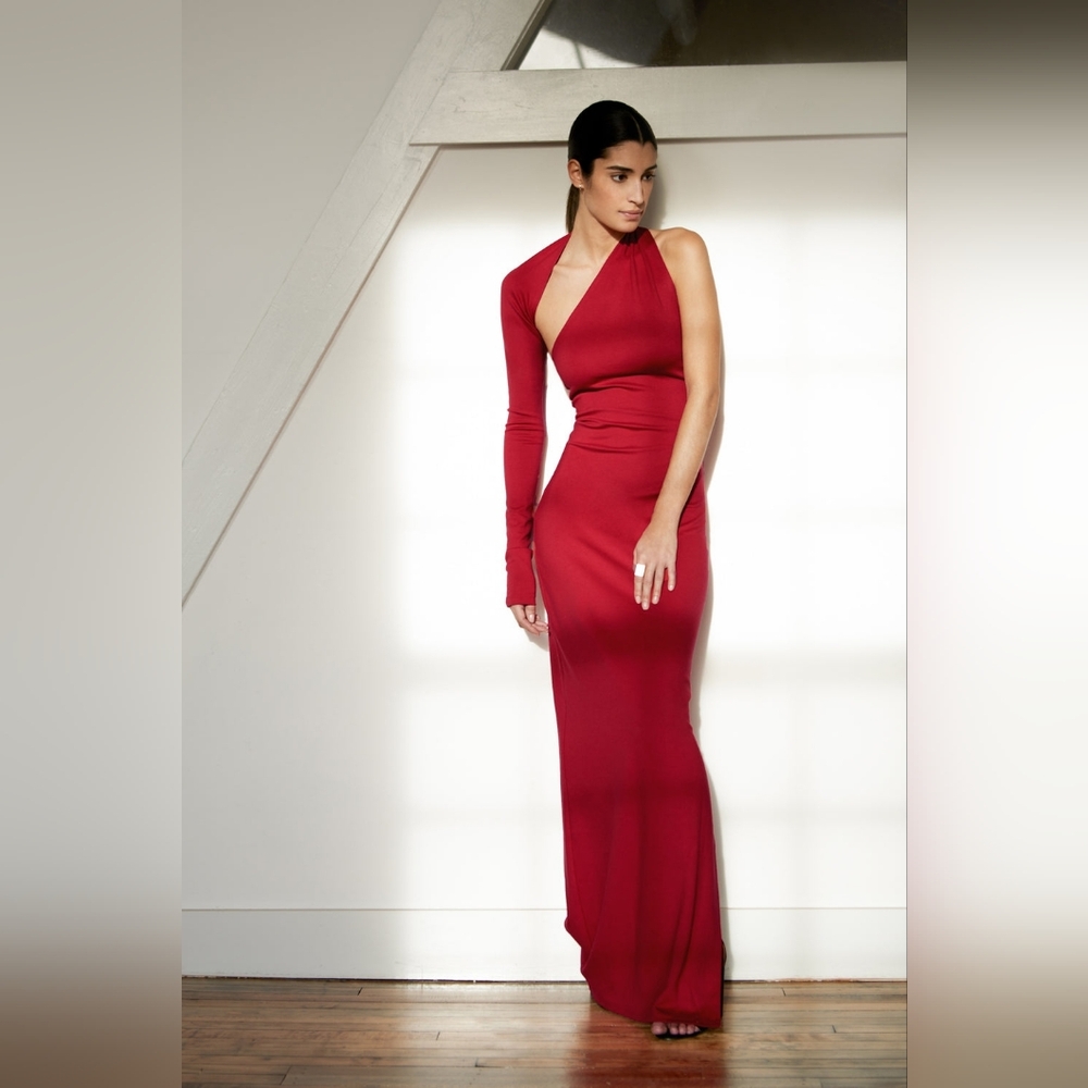 Marcella‎ NYC Manhattan One Shoulder Gown Red